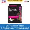 Kotex Luxe - 32cm Overnight 8 Wing Pads