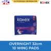 Kotex Soft & Smooth - 32cm Overnight 10 Wing Pads